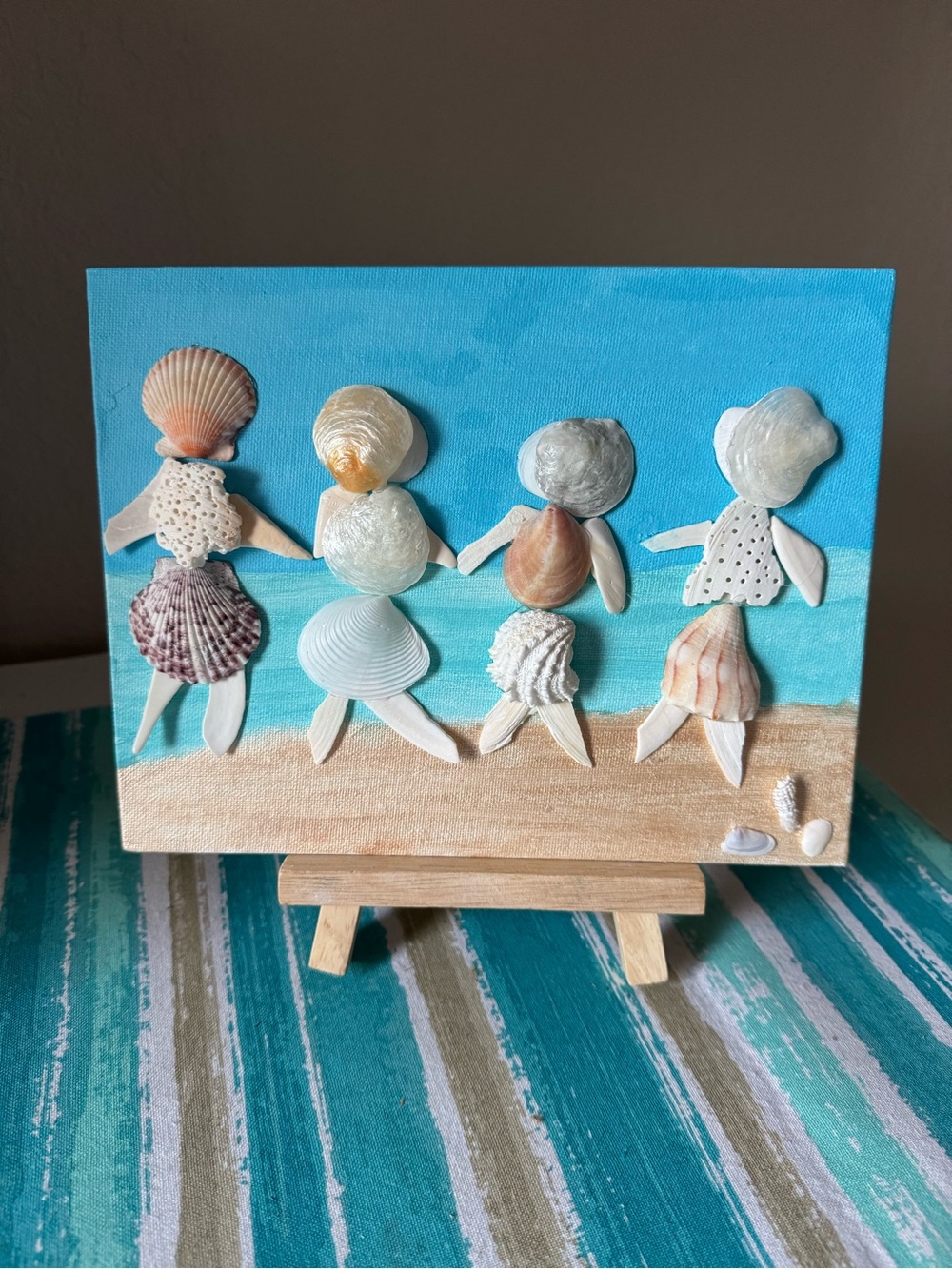 Canvas Seashell Beach Art w/Easel